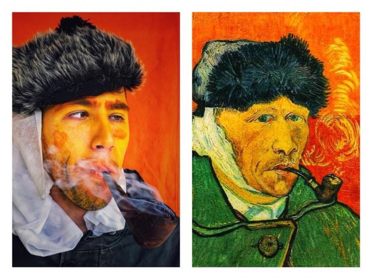 Bozsik-Bakos-Kiss Osztály facebook oldala-Vincent Van Gogh: Önarckép pipával és bekötött fejjel festménye Sikó Koppánytól