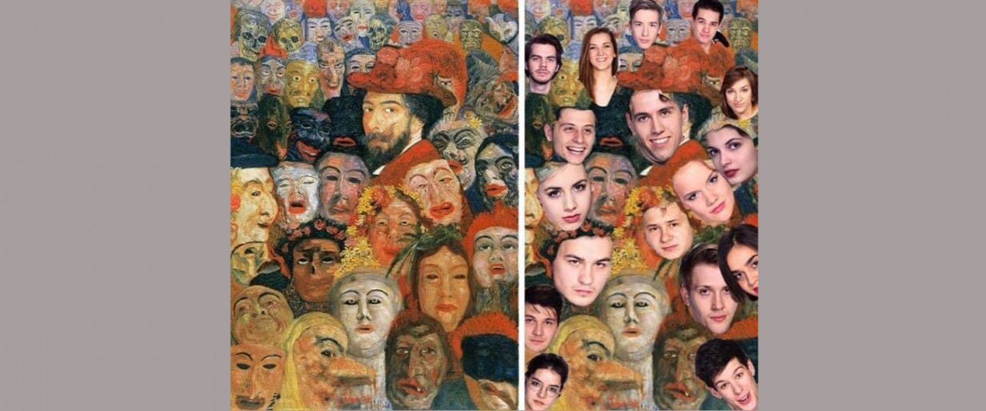 James Ensor:Önarckép maszkokkal festményének újraértelmezése a Kaposvári Egyetem színészei által