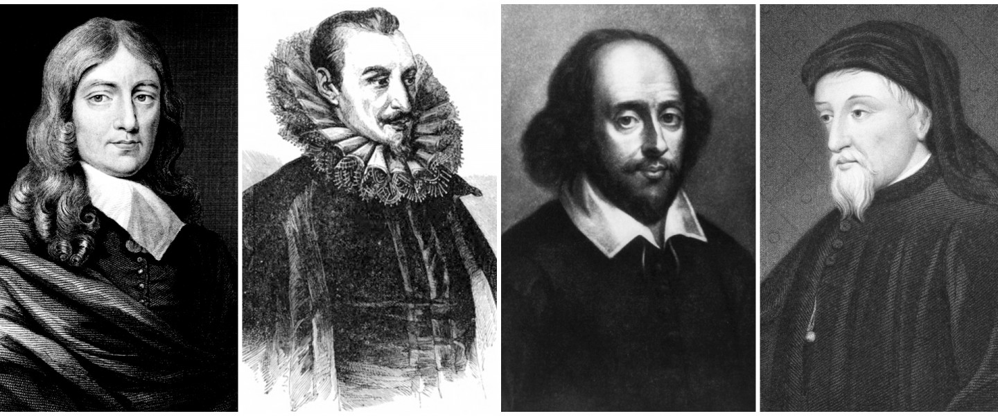 John Milton, Edmund Spenser, William Shakespeare, Geoffrey Chaucer