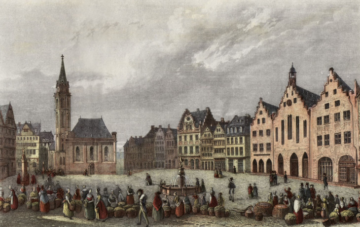 ismeretlen festő-A Römerberg platz 1840-ben