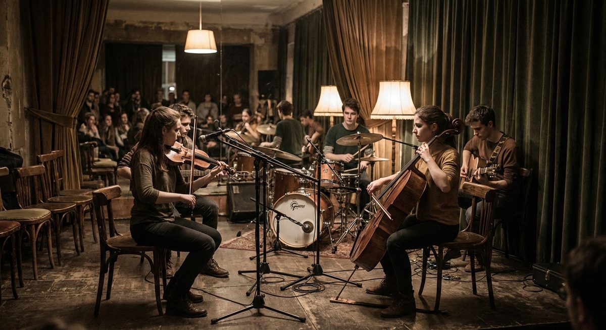 Fiatal zenészek egy budapesti koncerten