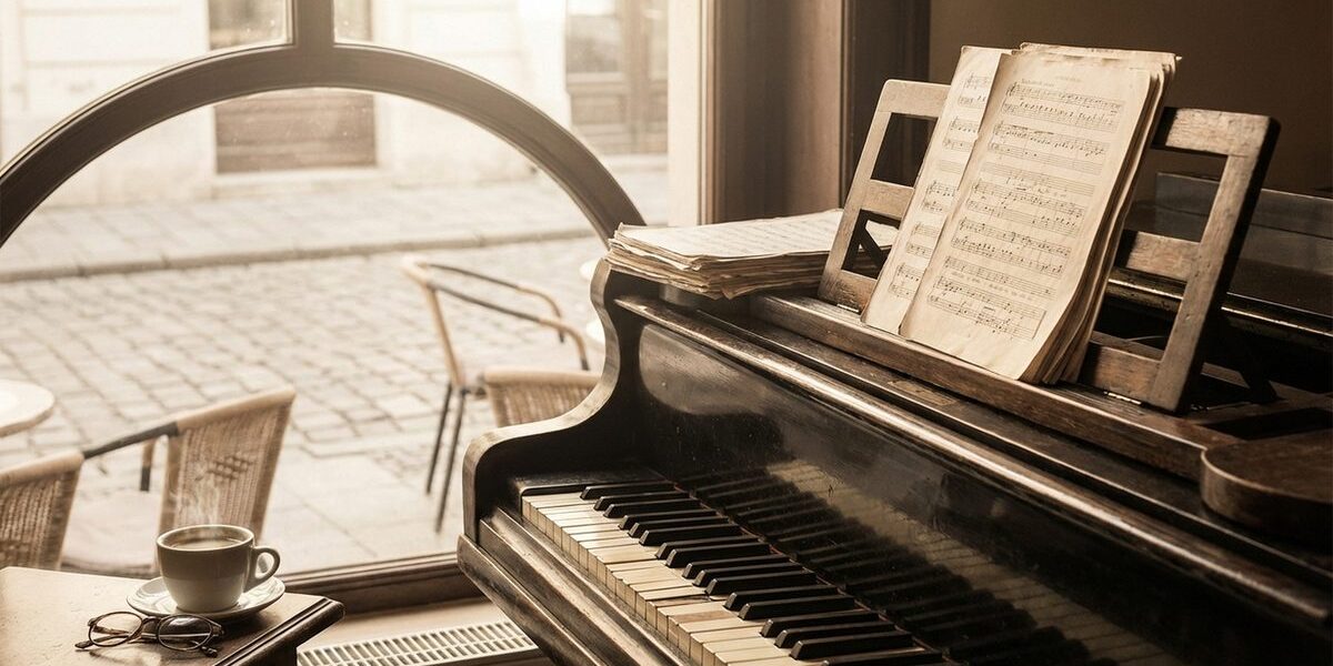 Zongora billentyűzete közeli felvételben