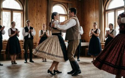 Csárdást táncoló pár népi viseletben