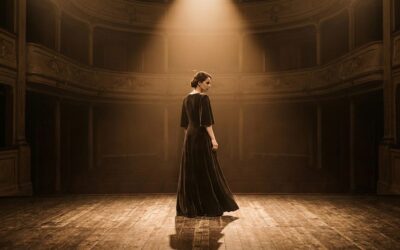 Színésznő színpadon reflektorfényben