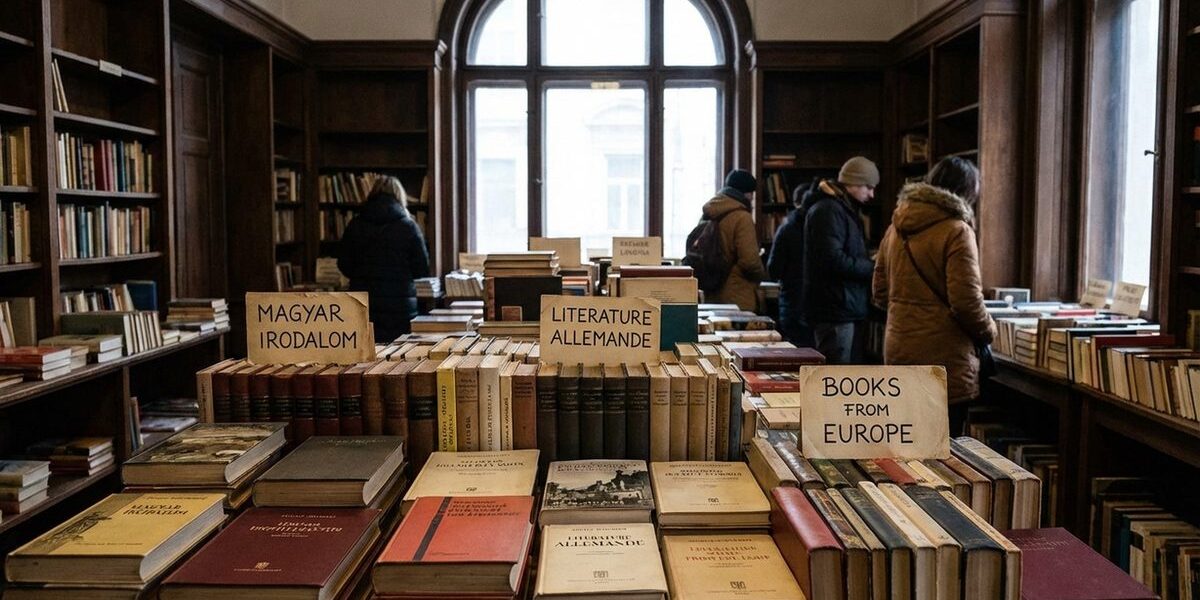 Könyvek különböző nyelveken egy kiállításon