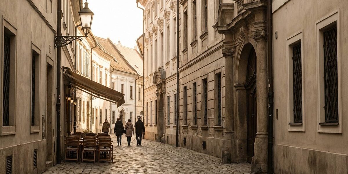 Régi város utcai látképe Felvidéken