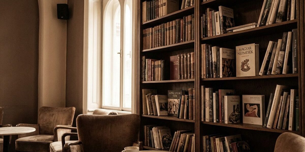 Könyvespolc régi és új könyvekkel