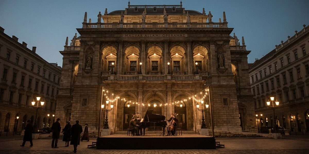 A Magyar Állami Operaház homlokzata este
