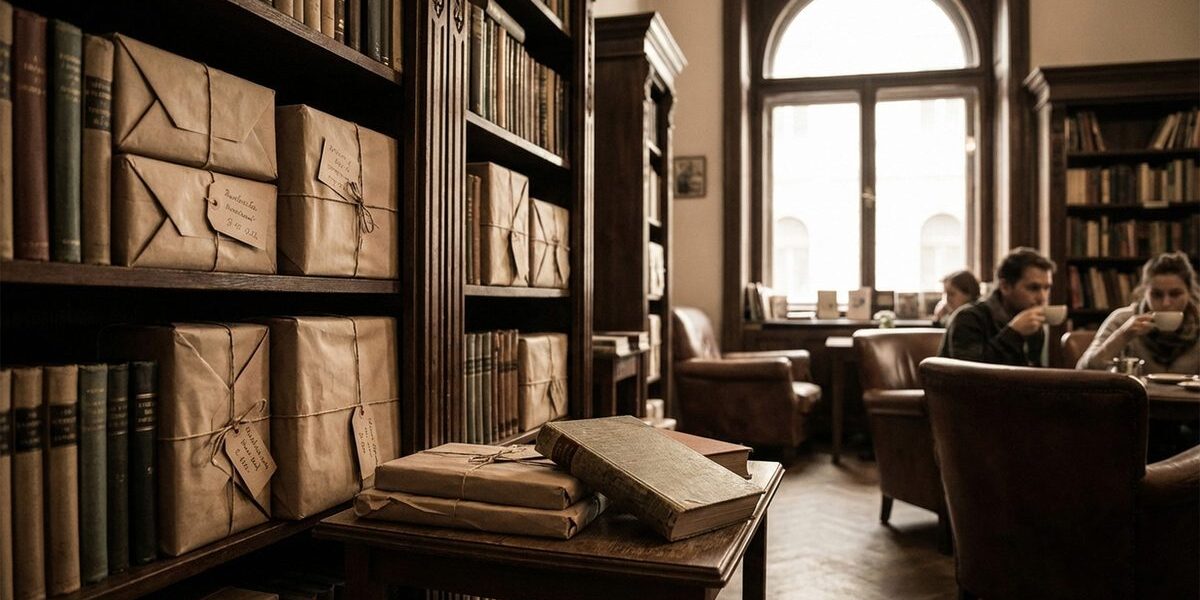 Új könyvek csomagolásban egy könyvespolcon