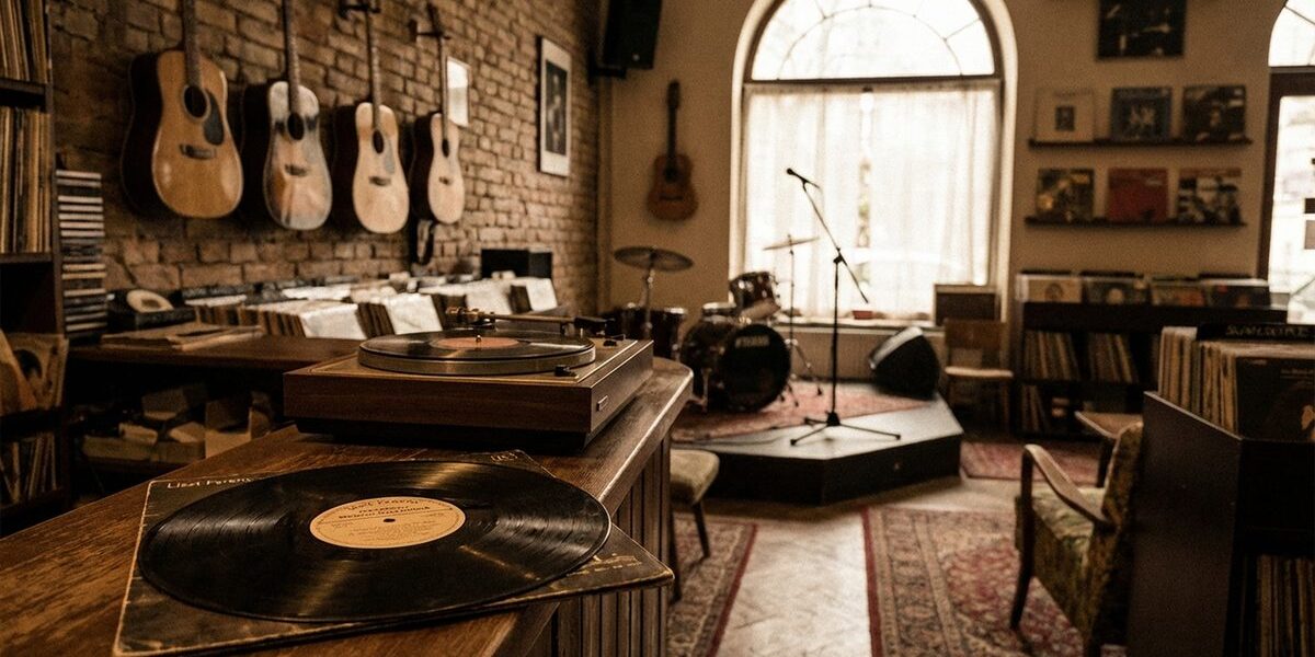 Régi vinyllemez egy lemezboltban