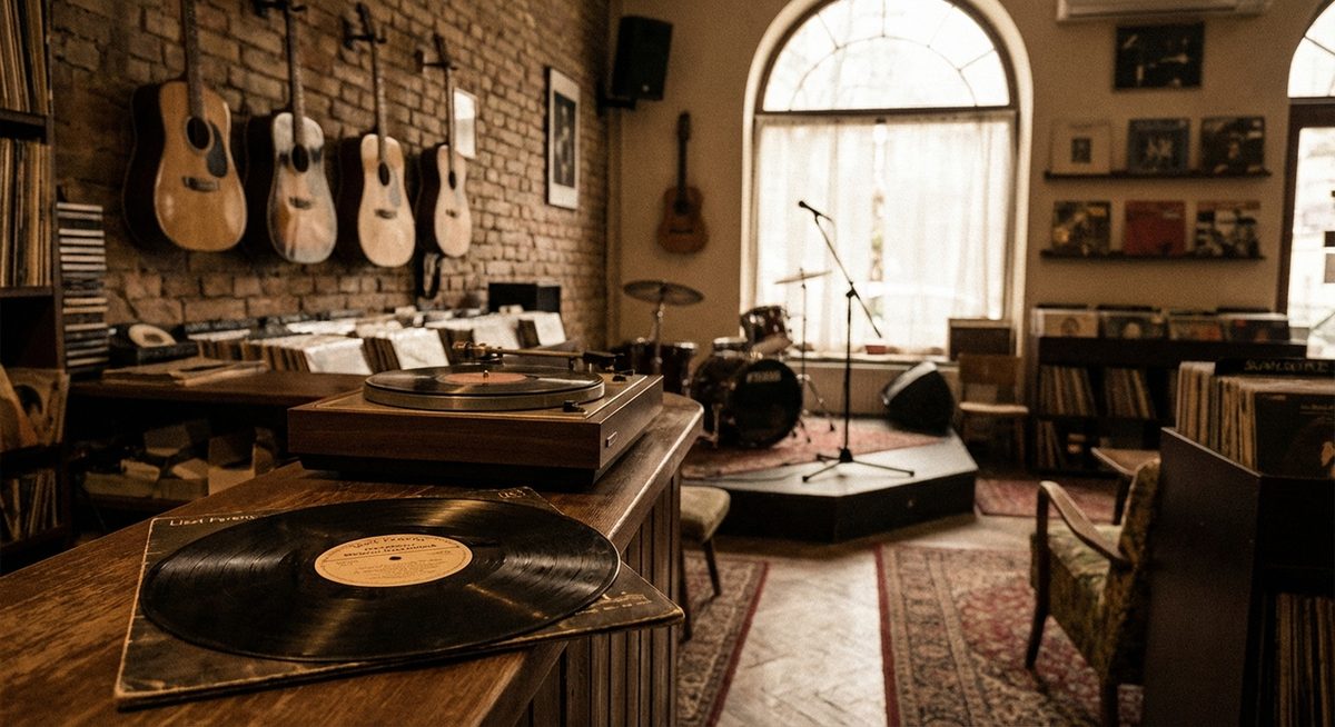 Régi vinyllemez egy lemezboltban