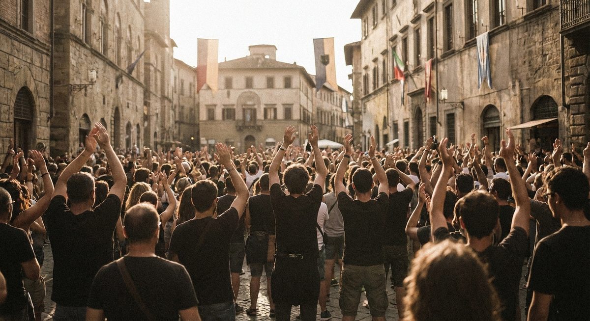 Közönség egy rockkonceerten felemelt kezekkel